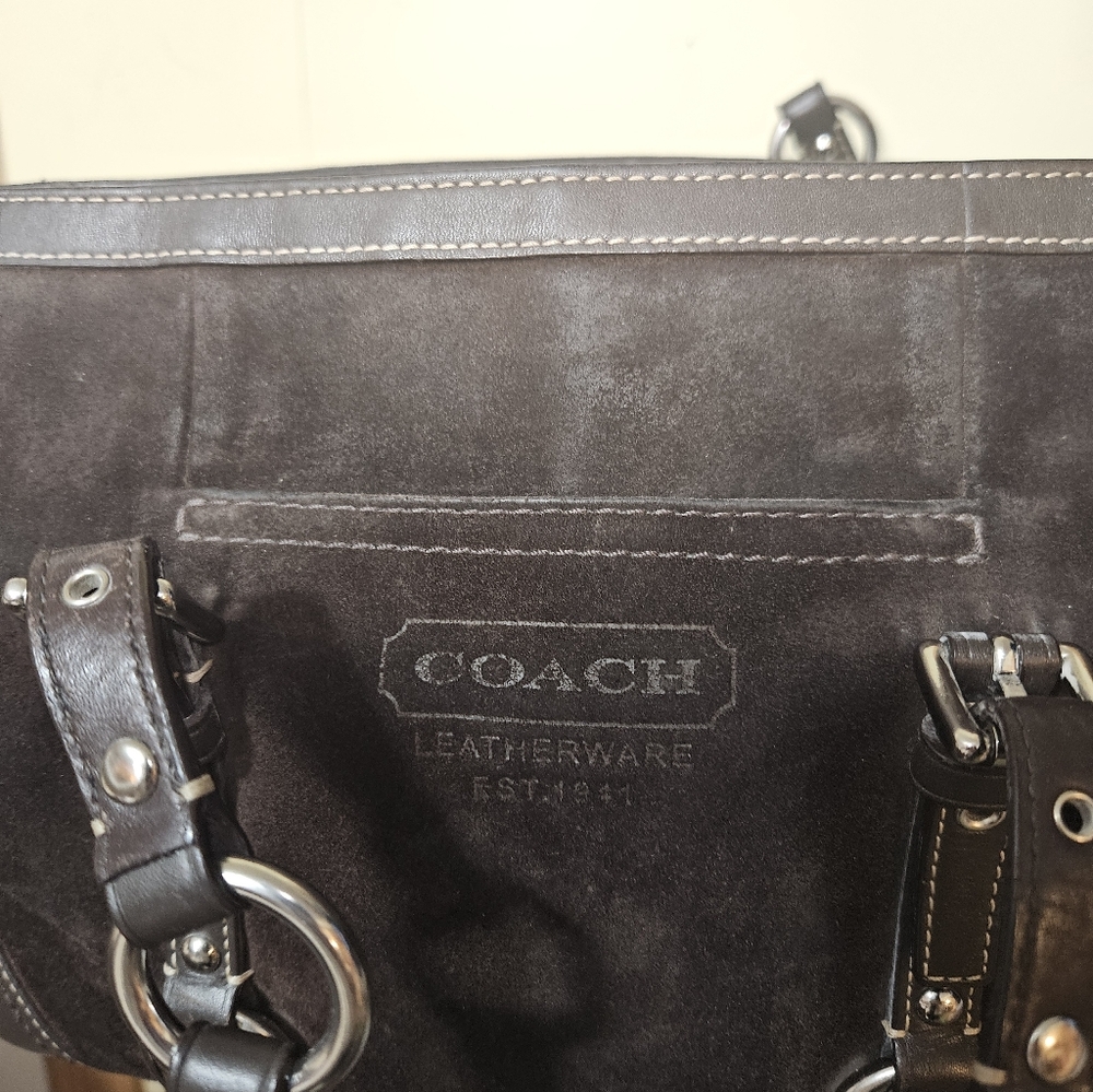 Coach Authentic Brown Leatherware Suede Shoulder Hand Bag F12836 Bag Vintage! - Picture 4 of 8